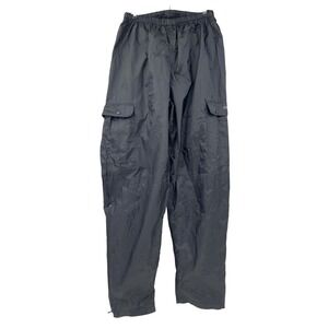 Stearns Dry Wear Rain Cargo‎ Pants Mens M Black Waterproof Nylon Ankle Zip Lined